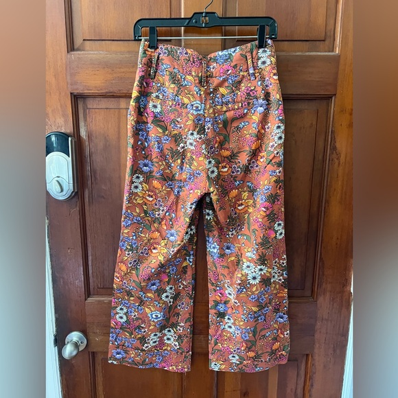 Maeve by Anthropologie Floral Crop Wide Leg Pants Size 2 Cottagecore Boho Retro - Picture 9 of 11